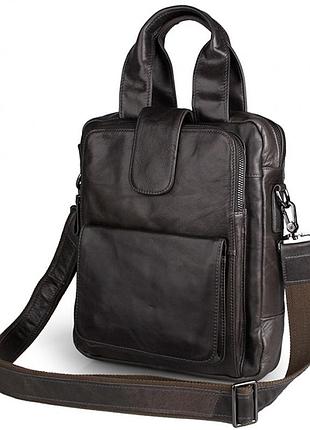 Сумка мужская серая кожаная