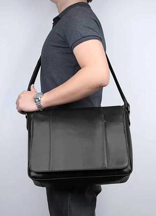 Мужская сумка черная кожаная