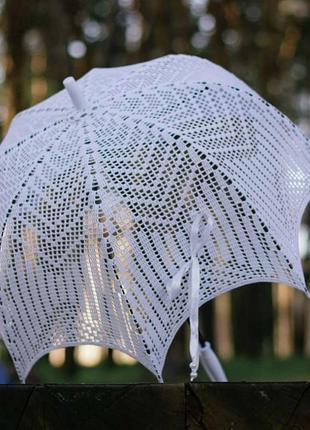 Шикарна біла парасолька. ручна робота.1 фото