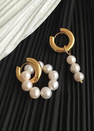 Трендовые сережки, серьги с жемчугом в стиле dior