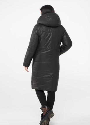 Жіноче пальто-пуховик з еко шкіри8 фото