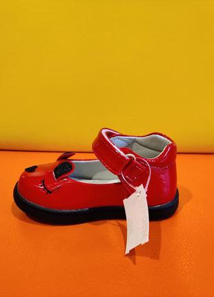 Туфельки для девочки 21 - 23 ladabb красные с мордочкой дитячі туфлі ladabb3 фото
