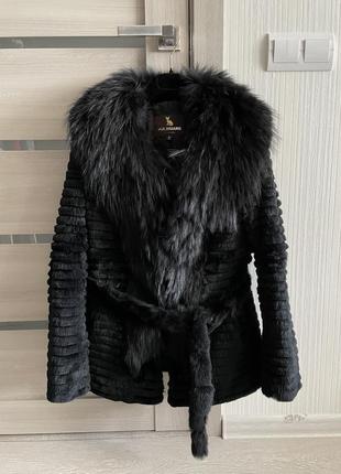 Шуба шубка натуральная кролик песец