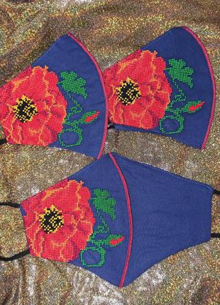 Маска с вышивкой на 100% хлопок