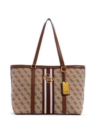 Женская кожаная коричневая брендовая сумка guess шопер