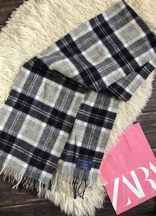 Тёплый шерстяной шарф в клетку