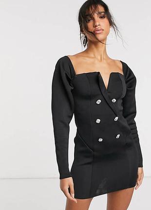 Шикарное платье -блейзер asos design с крупными камнями! неопрен!