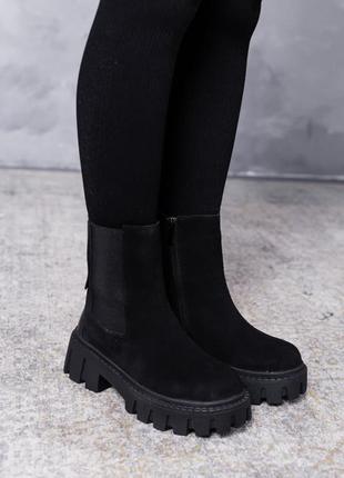 Стильні жіночі черевики зима натуральна замша2 фото