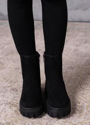 Стильні жіночі черевики зима натуральна замша7 фото