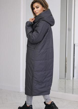 Подовжене жіноче демісезонне пальто6 фото