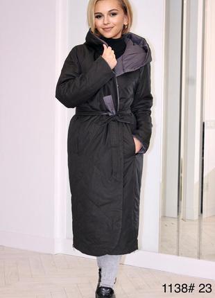 Подовжене жіноче демісезонне пальто4 фото