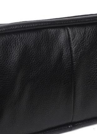 Женская кожаная большая чёрная сумка-мешок6 фото