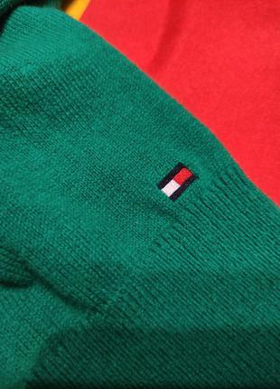 Tommy hilfiger жіночий зелений пуловер global stripe v-nk swt ls6 фото