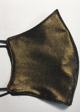 Багаторазова маска золотиста, підкладка-бавовна2 фото