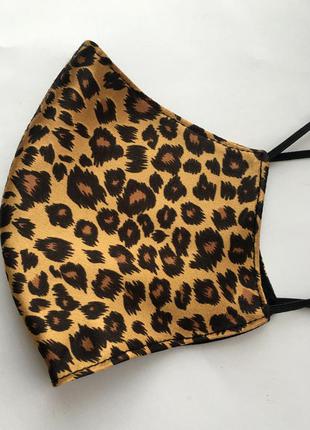 Багаторазова маска леопардова, підкладка-бавовна1 фото