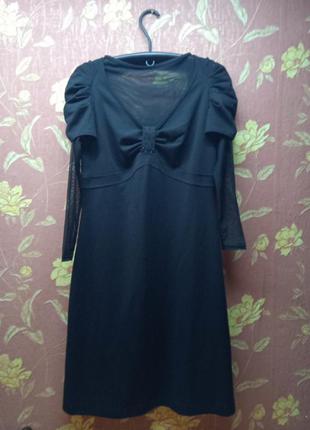 Шикарное трикотажное черное платье 50 р