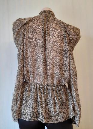 Шифоновая блуза с завязками, рукавами фонариками в леопардовый принт zara8 фото