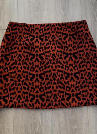 Юбка леопард,мягкая,пушистая,plus size