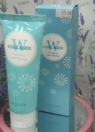 Пінка для вмивання enough w collagen pure shining foam cleansing з колагеном 100 мл5 фото