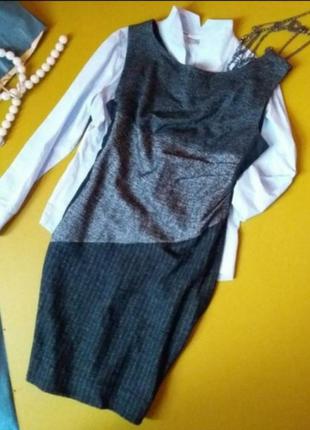 Оригинальное универсальное дизайнерское платье сарафан драпировка серое5 фото