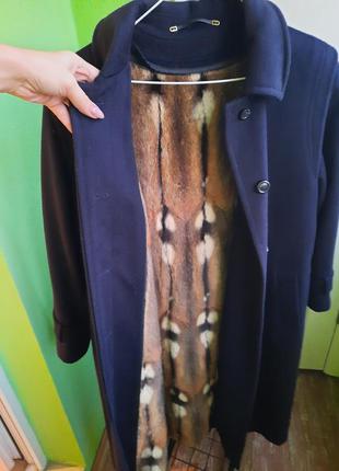 Шерстяное пальто на подкладе мех лесы шуба3 фото