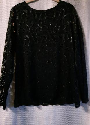 Нова шикарна новорічна блуза. жіноча гіпюрова, мереживна блискуча блузка. 12 р для корпоративу