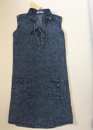 Джинсове сукню зі шнурівкою
