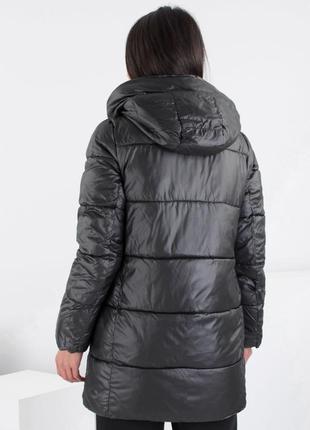 Стильная серая черная зимняя куртка удлиненная двусторонняя трансформер модная8 фото