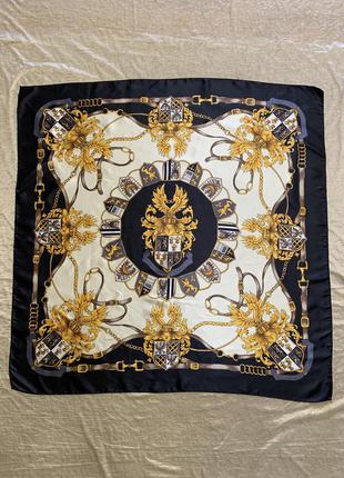 Яркий стильный шелковый платок косынка italy по типу hermès 86*861 фото