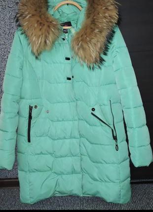 Куртка пальто зимнее пуховик парка зима натуральный мех тёплая