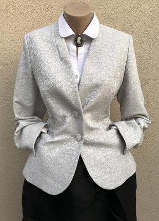 Сріблястий,жакардовий жакет,піджак,блейзер,преміум бренд,bauer9 фото