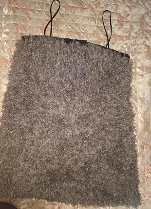 Сарафан платье зара перья серое 2
