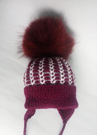 Зимова шапка дитяча шапочка зимняя шапка ручной работы2 фото