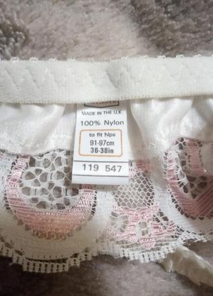 3 дня!кружевной пояс для чулок жемчужного цвета с розовым