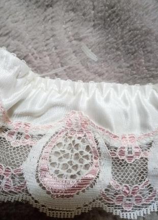 3 дня!кружевной пояс для чулок жемчужного цвета с розовым