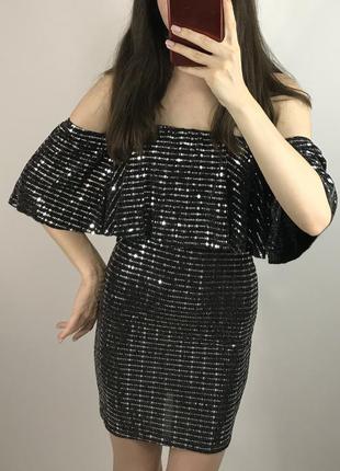 Нарядное новое мини платье на новый год в пайетках, пайетки