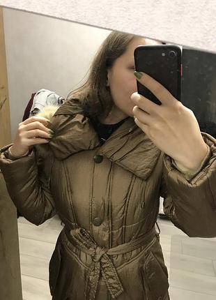 Новая зимняя куртка-пальто длинное, с мехом