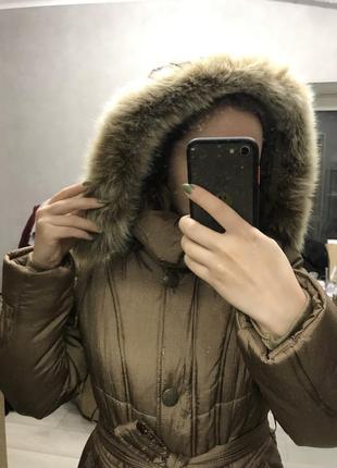 Новая зимняя куртка-пальто длинное, с мехом