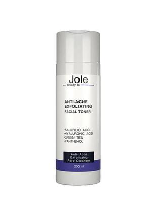 Тонер для обличчя з саліциловою кислотою та пантенолом jole anti acne exfoliating toner2 фото