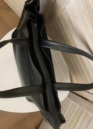 Женская черная замшевая стильная жіноча шкіряна сумка сумочка с длинными ручками турция5 фото