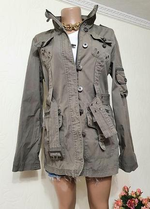 Куртка ветровка хаки милитари накладные карманы