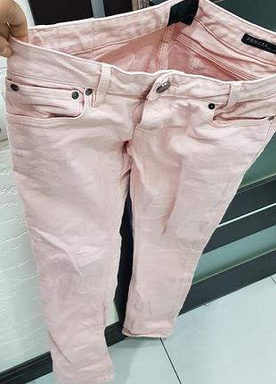 Джинсы, брюки пудра. розовые. с,м. котон