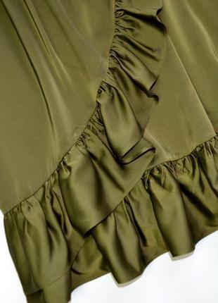 Шикарная шелковая юбка нарядная миди высокая посадка с оборками7 фото