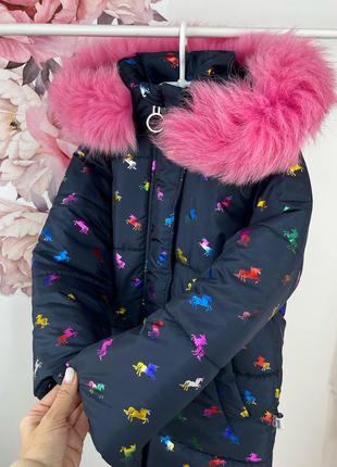 Зимове пальто на флісі пуховик на флісі з натуральним хутром2 фото