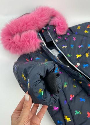 Зимове пальто на флісі пуховик на флісі з натуральним хутром7 фото