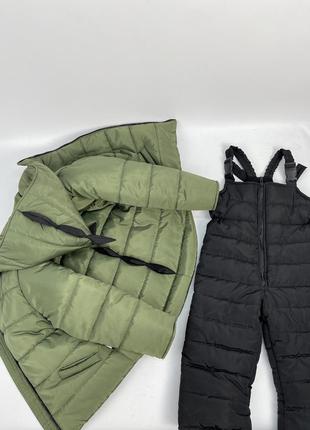 Зимовий комплект діно куртка та високі штани напівкомбінезону