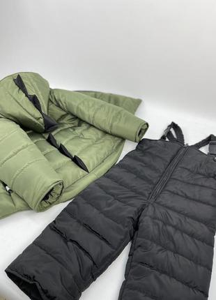 Зимовий комплект діно куртка та високі штани напівкомбінезону2 фото