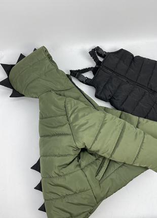 Зимовий комплект діно куртка та високі штани напівкомбінезону7 фото
