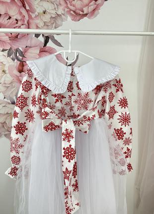 Сукня новорічна сніжинка з фатіном пишна4 фото