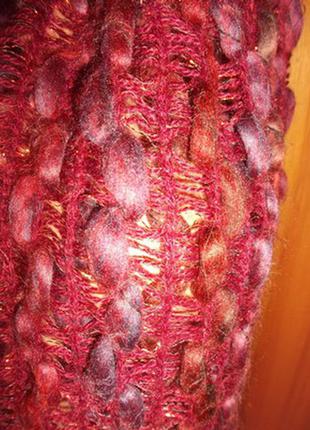 Стильный шарф плед ажурный бордовый люрекс 200 х 25 - per una